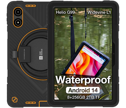 טאבלט מוקשח AGM PAD P2 Active Wi-Fi + 4G LTE 8GB+256GB אנדרואיד 14, כולל כיסוי - צבע אפור